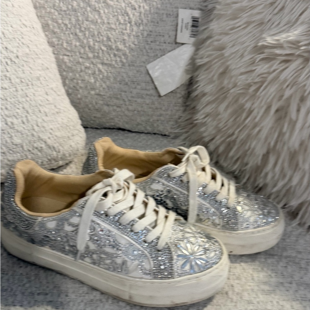 Betsey Johnson Silver Glitter Kids Sneakers